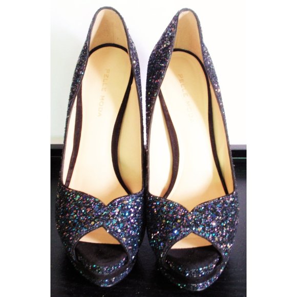 PELLE MODA WHITLEY GLITTER PEEPTOE PLATFORM 7.5 NWB - Picture 6 of 10